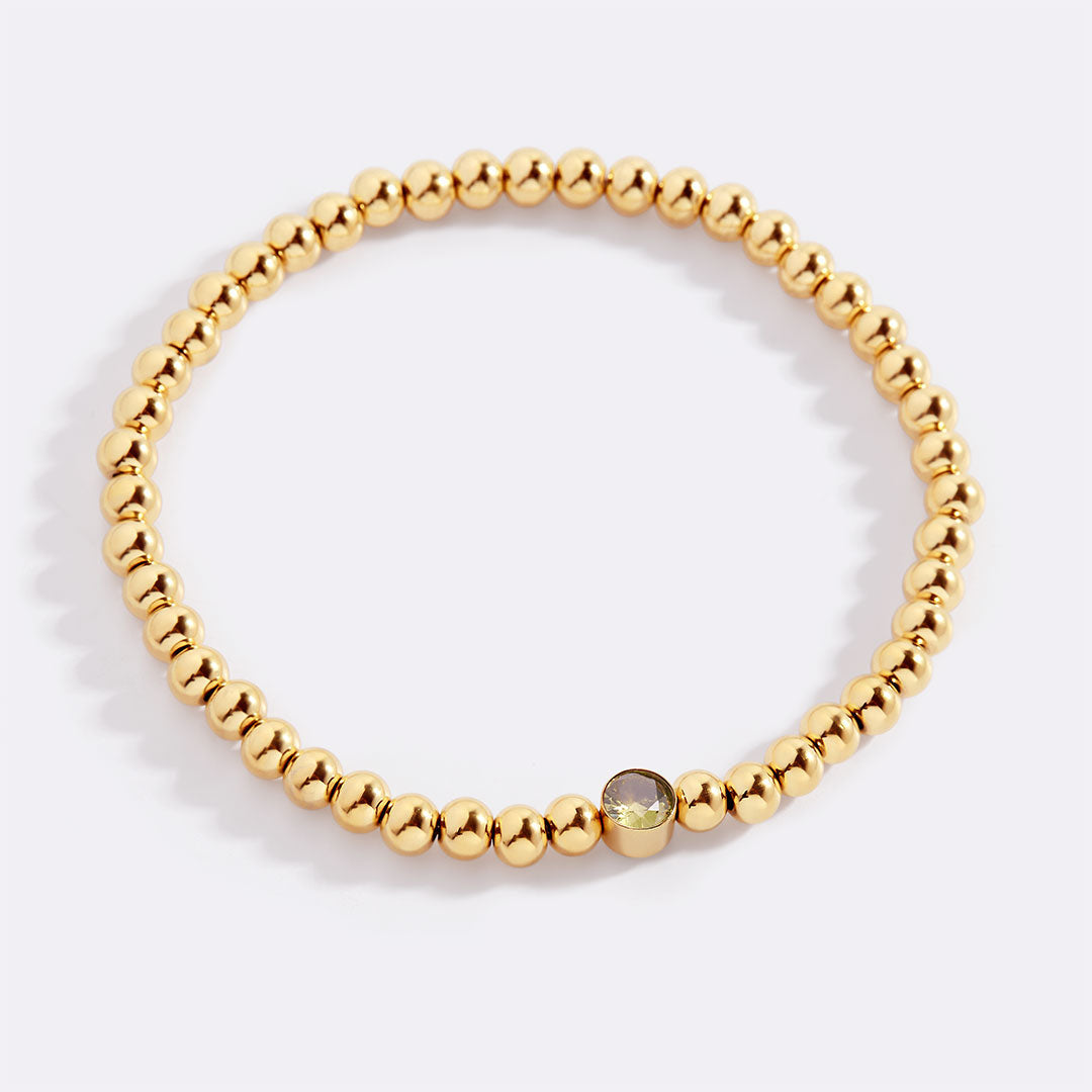 Gold Beaded Bubble Birthstone Bracelet in gold tone