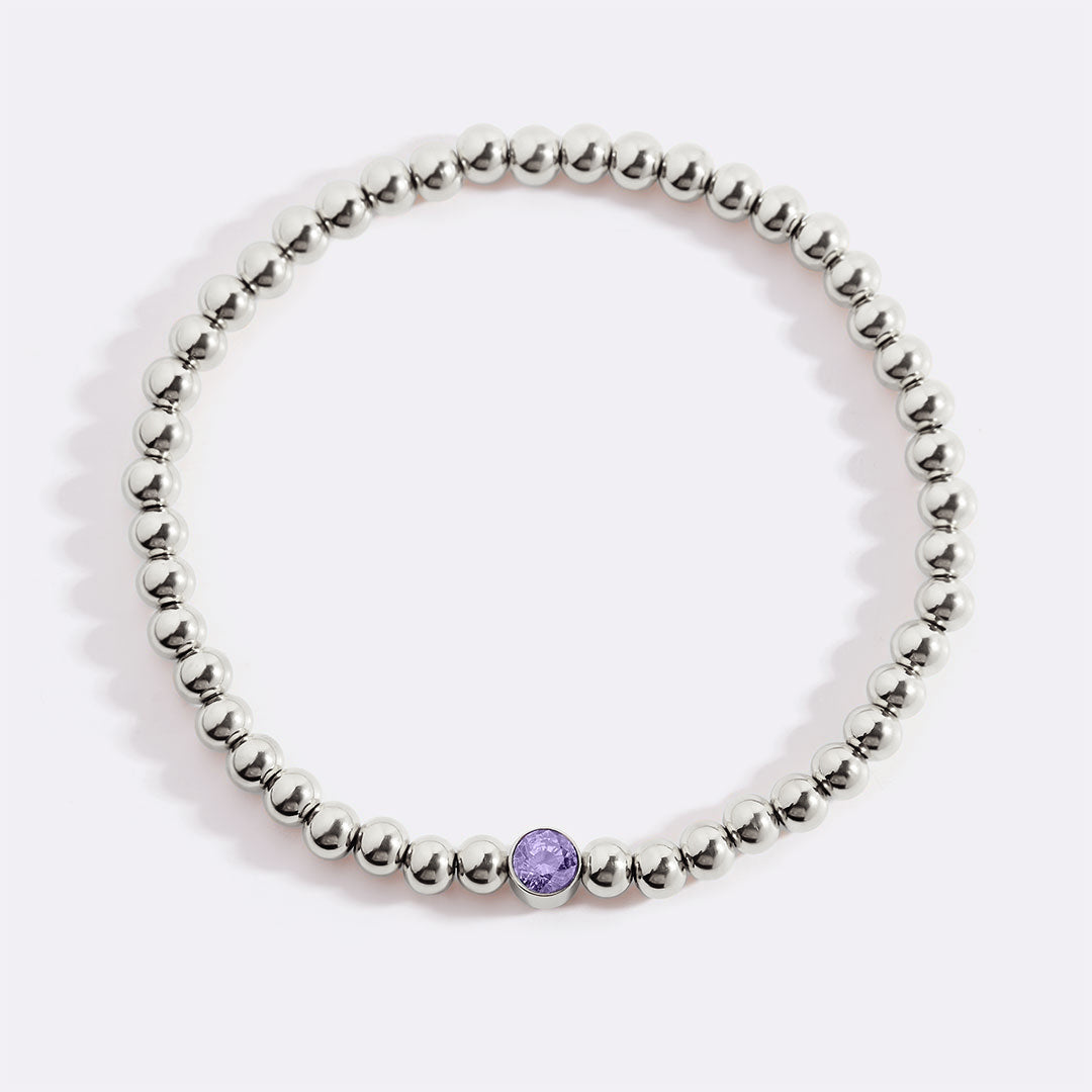 Gold Beaded Bubble Birthstone Bracelet in gold tone
