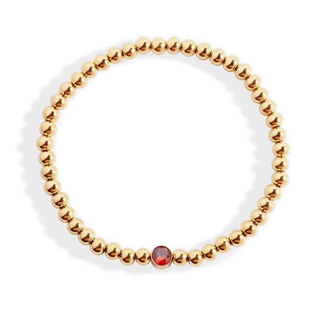 Gold Beaded Bubble Birthstone Bracelet — Vanny Jewels