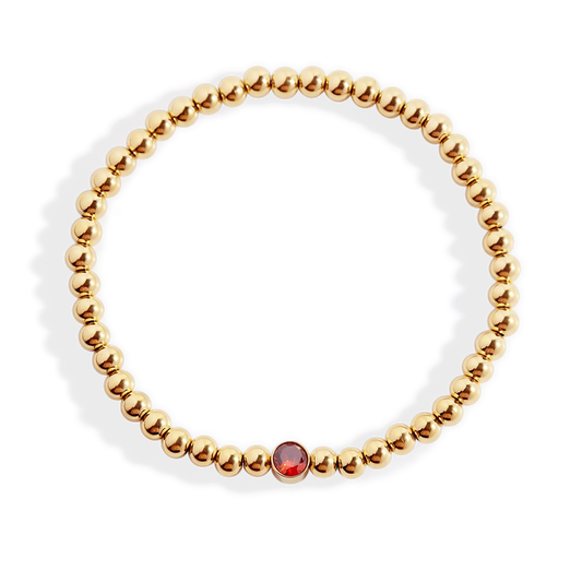 Gold Beaded Bubble Birthstone Bracelet — Vanny Jewels