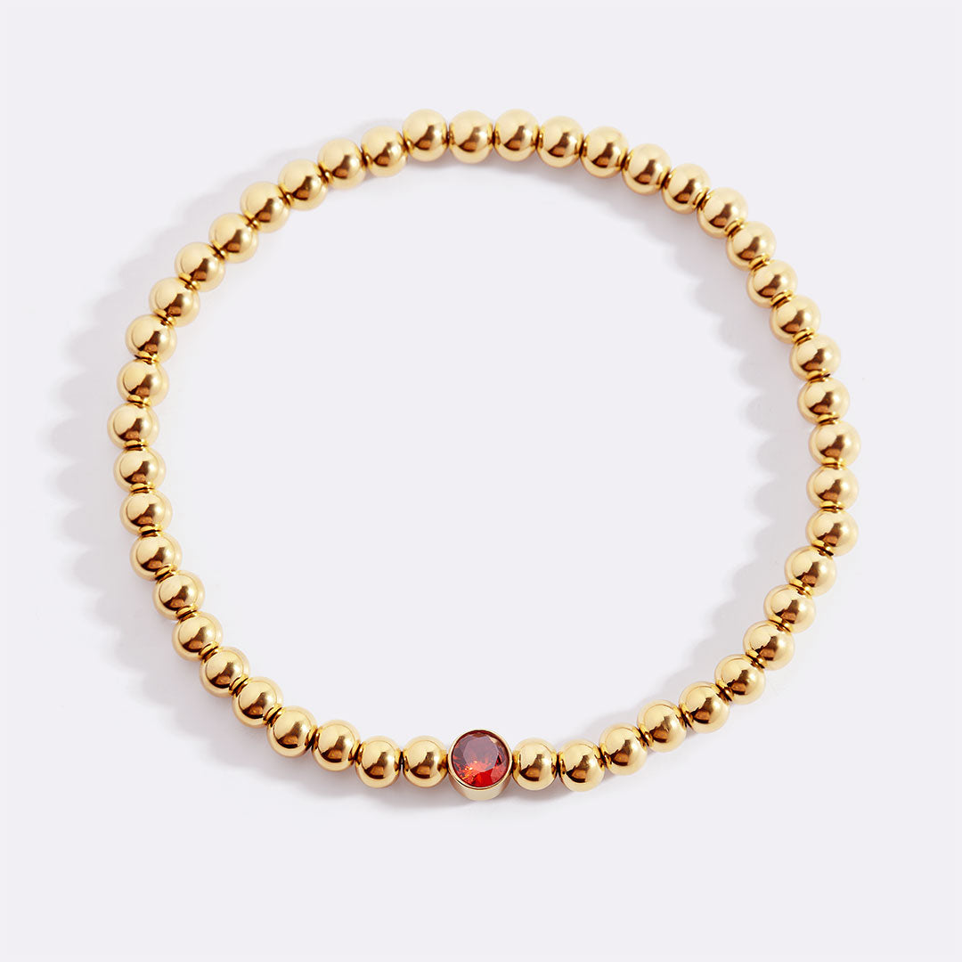 Gold Beaded Bubble Birthstone Bracelet in gold tone