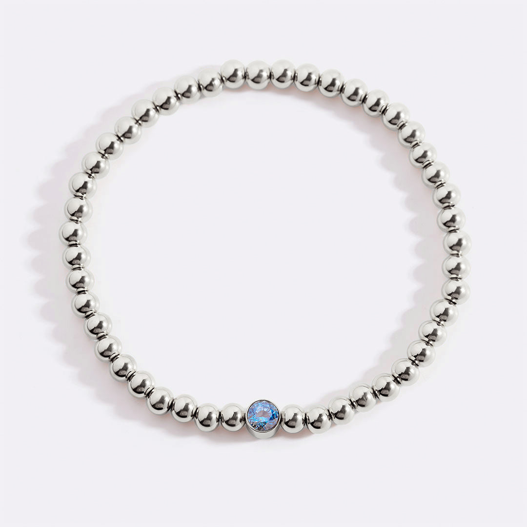 Gold Beaded Bubble Birthstone Bracelet in gold tone