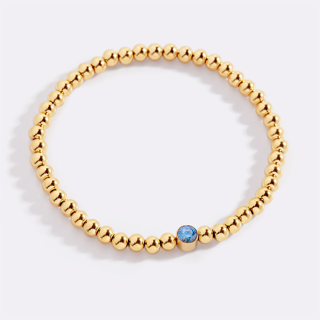 Gold Beaded Bubble Birthstone Bracelet in gold tone