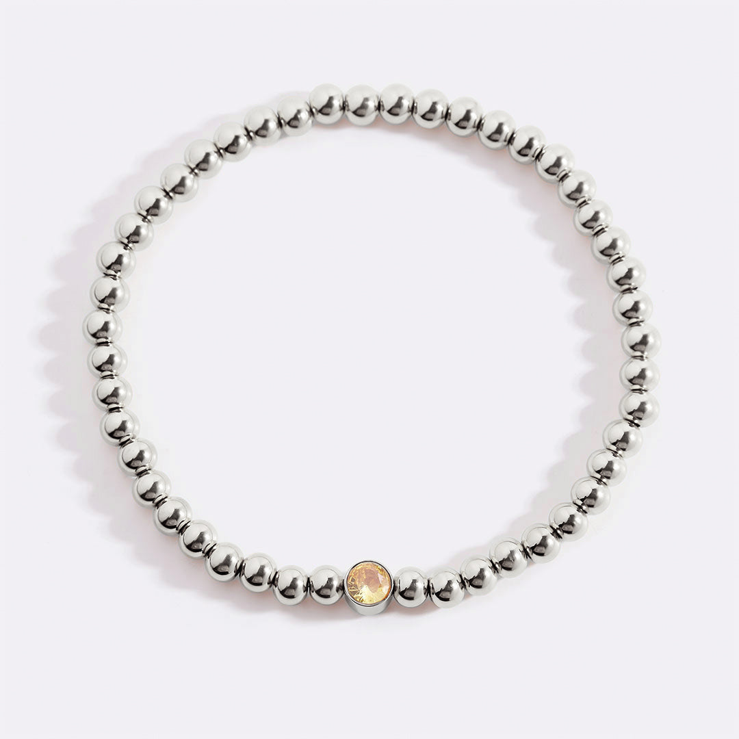 Gold Beaded Bubble Birthstone Bracelet in gold tone