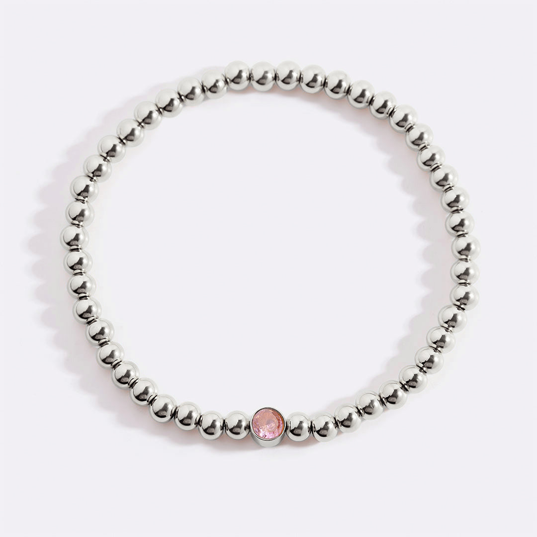 Gold Beaded Bubble Birthstone Bracelet in gold tone
