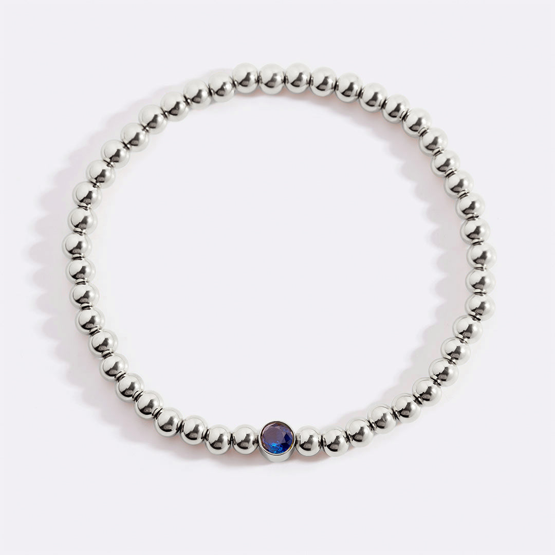 Gold Beaded Bubble Birthstone Bracelet in gold tone