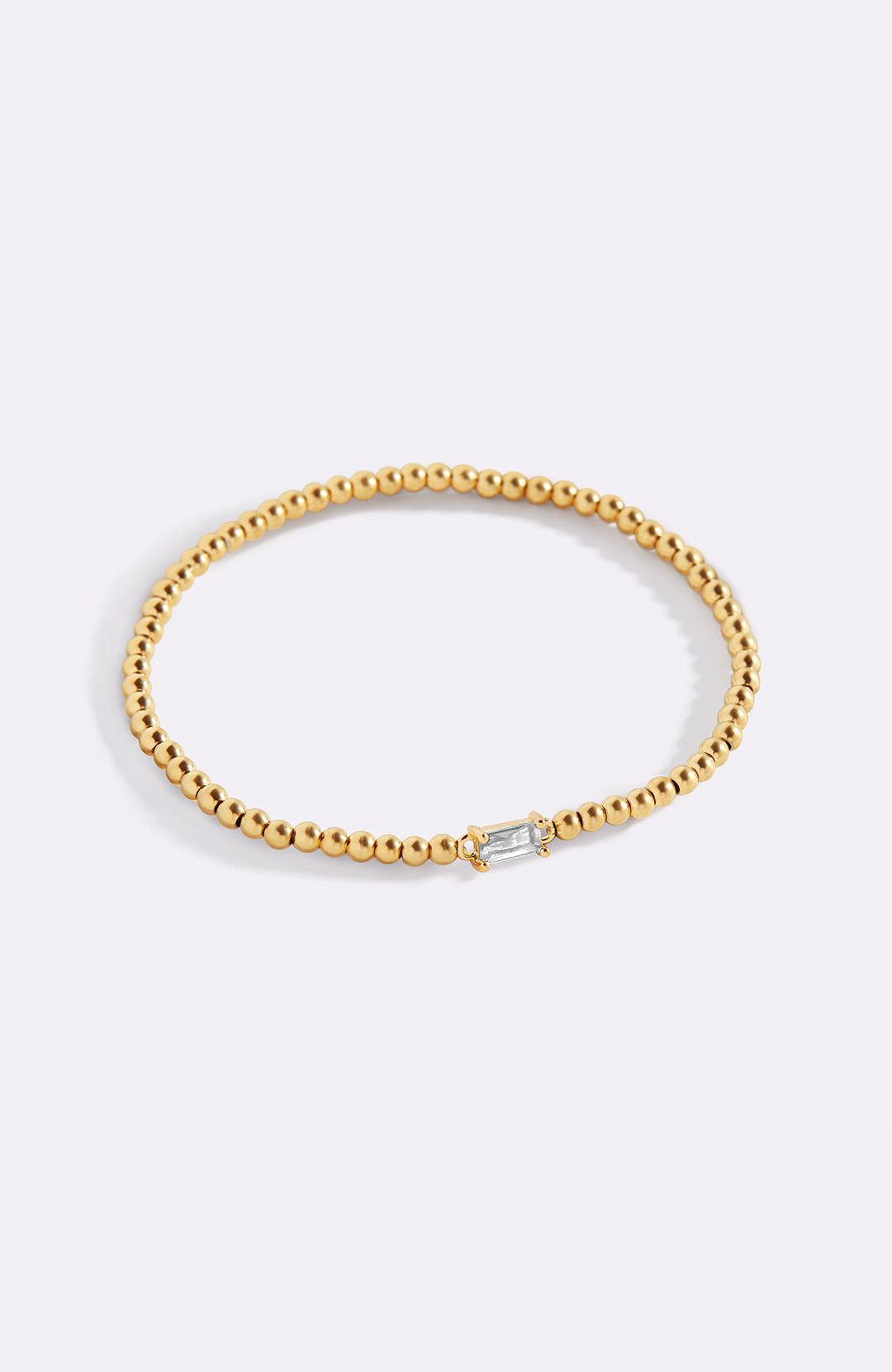 Gold Beaded Birthstone Bracelet with April birthstone