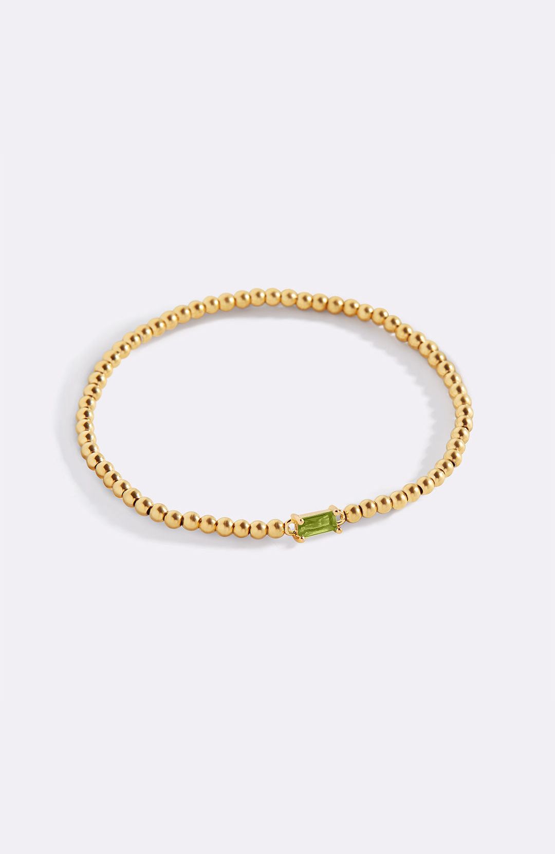 Gold Beaded Birthstone Bracelet with August birthstone