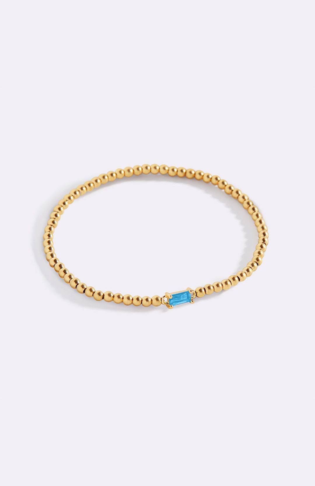 Gold Beaded Birthstone Bracelet with December birthstone