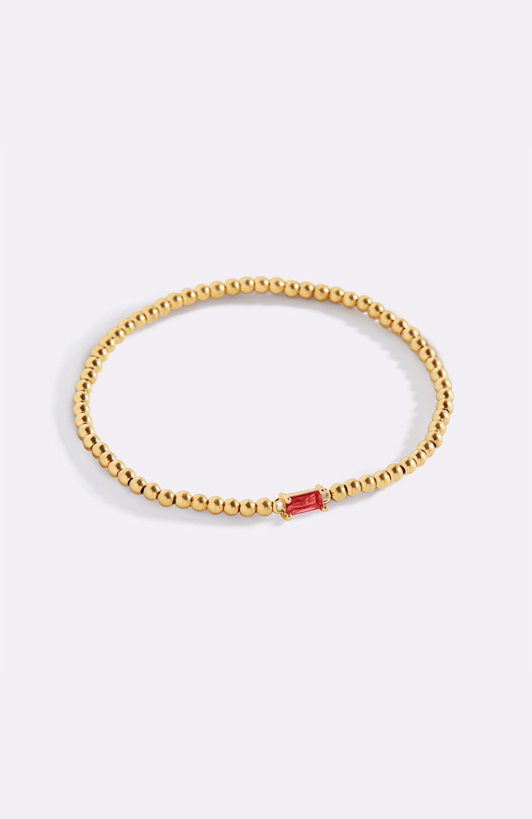 Gold Beaded Birthstone Bracelet with January birthstone