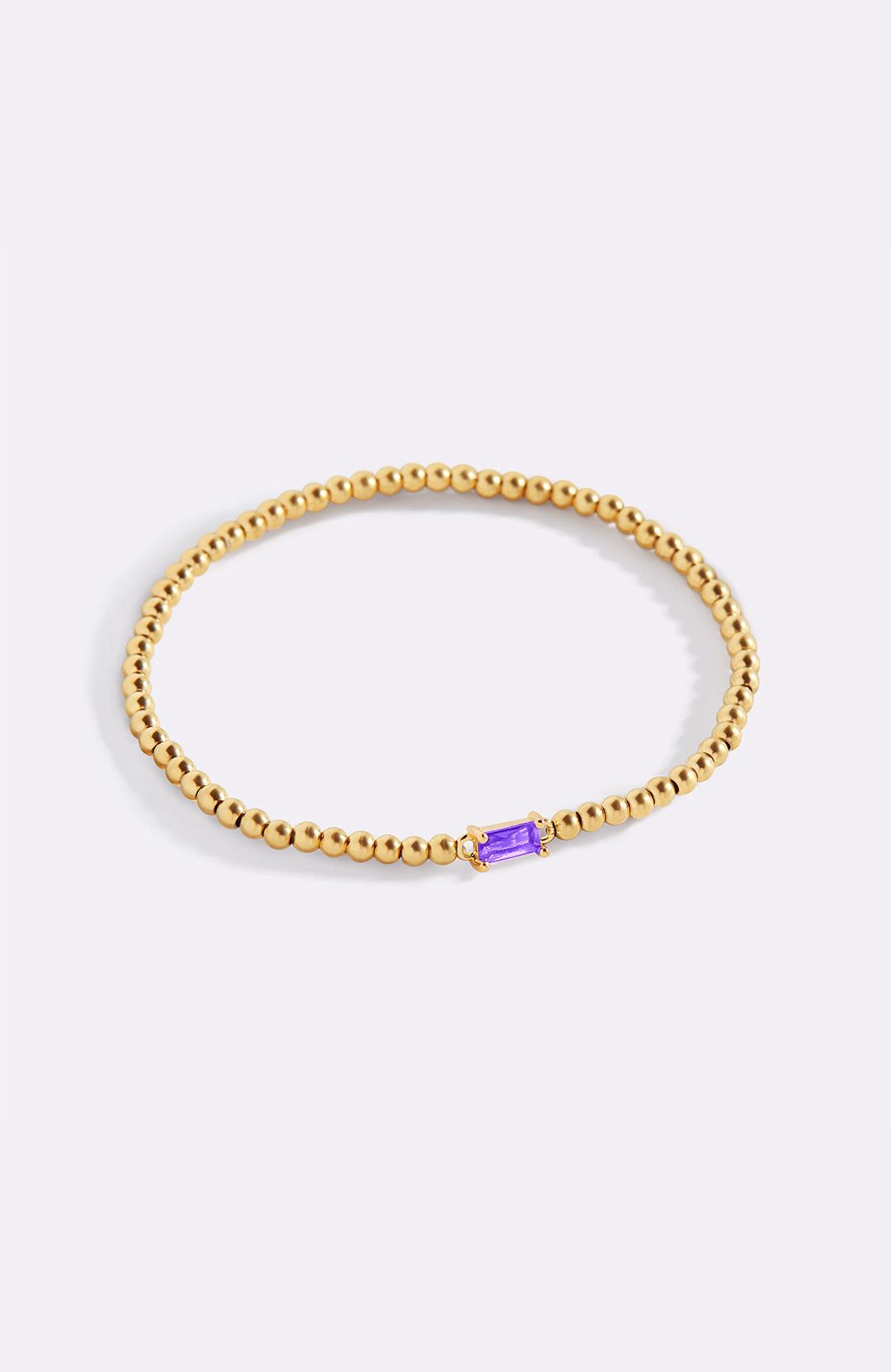 Gold Beaded Birthstone Bracelet with June birthstone