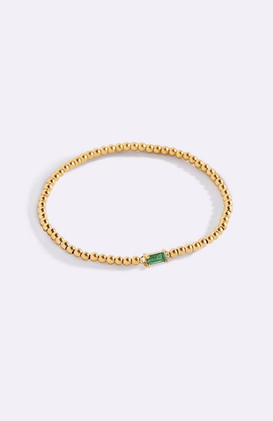 Gold Beaded Birthstone Bracelet with May birthstone