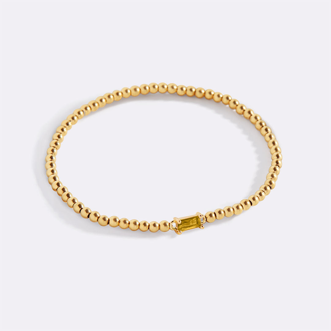 Gold Beaded Birthstone Bracelet in gold tone with November birthstone