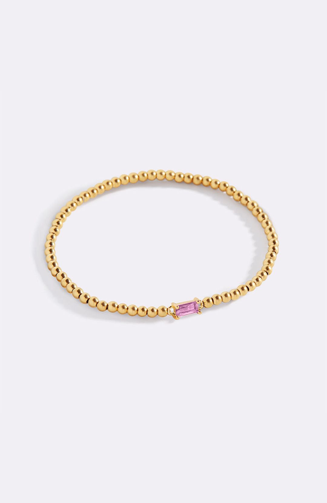 Gold Beaded Birthstone Bracelet with October birthstone