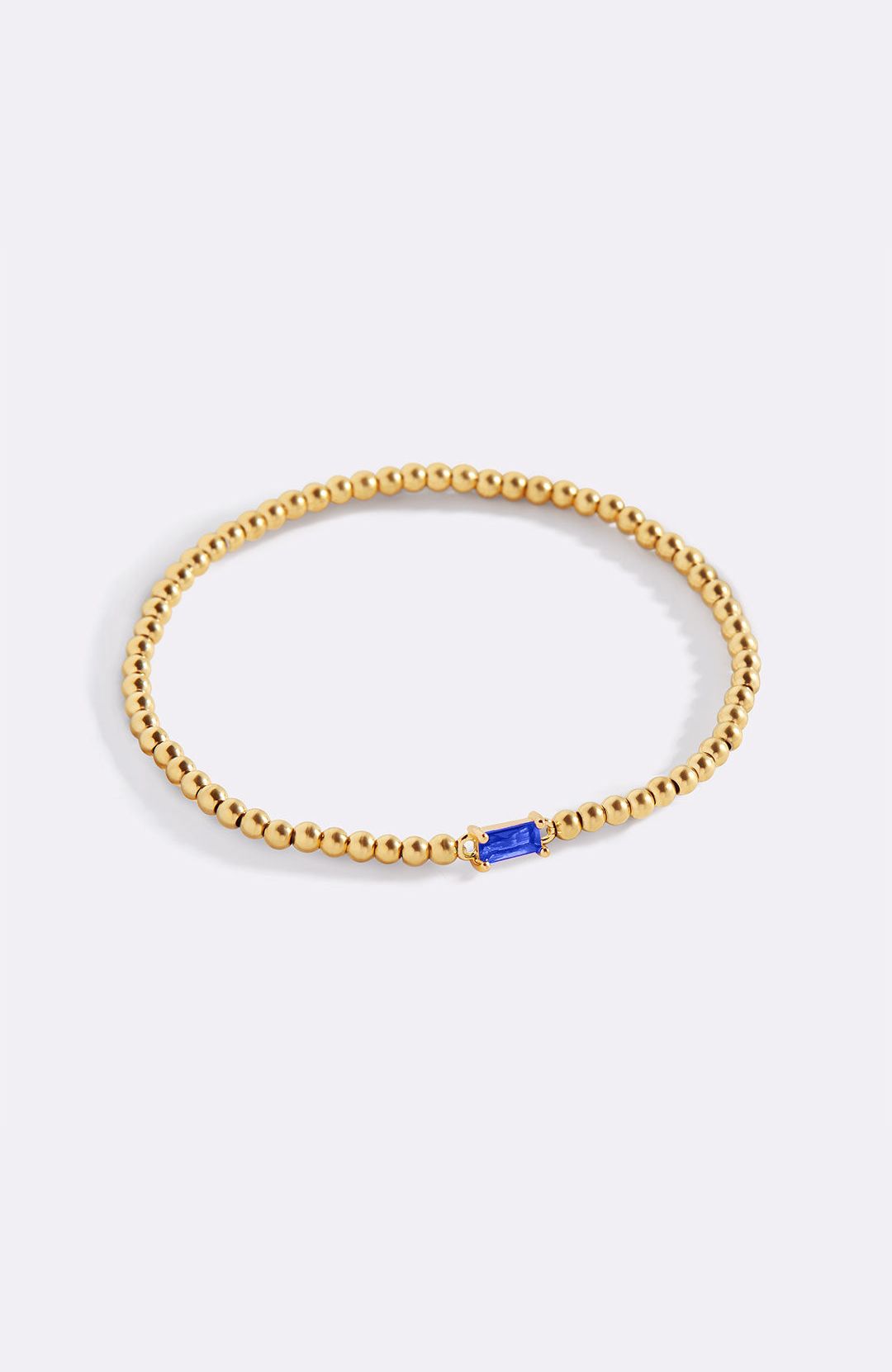 Gold Beaded Birthstone Bracelet with September birthstone