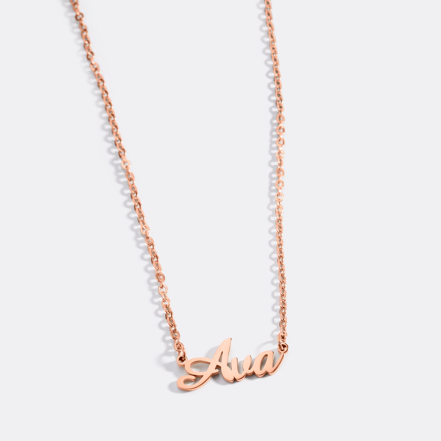 Quill Name Necklace in rose gold tone
