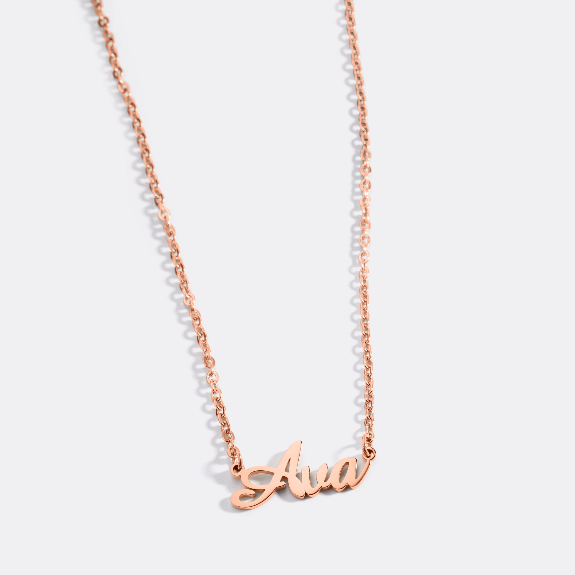 Quill Name Necklace in rose gold tone