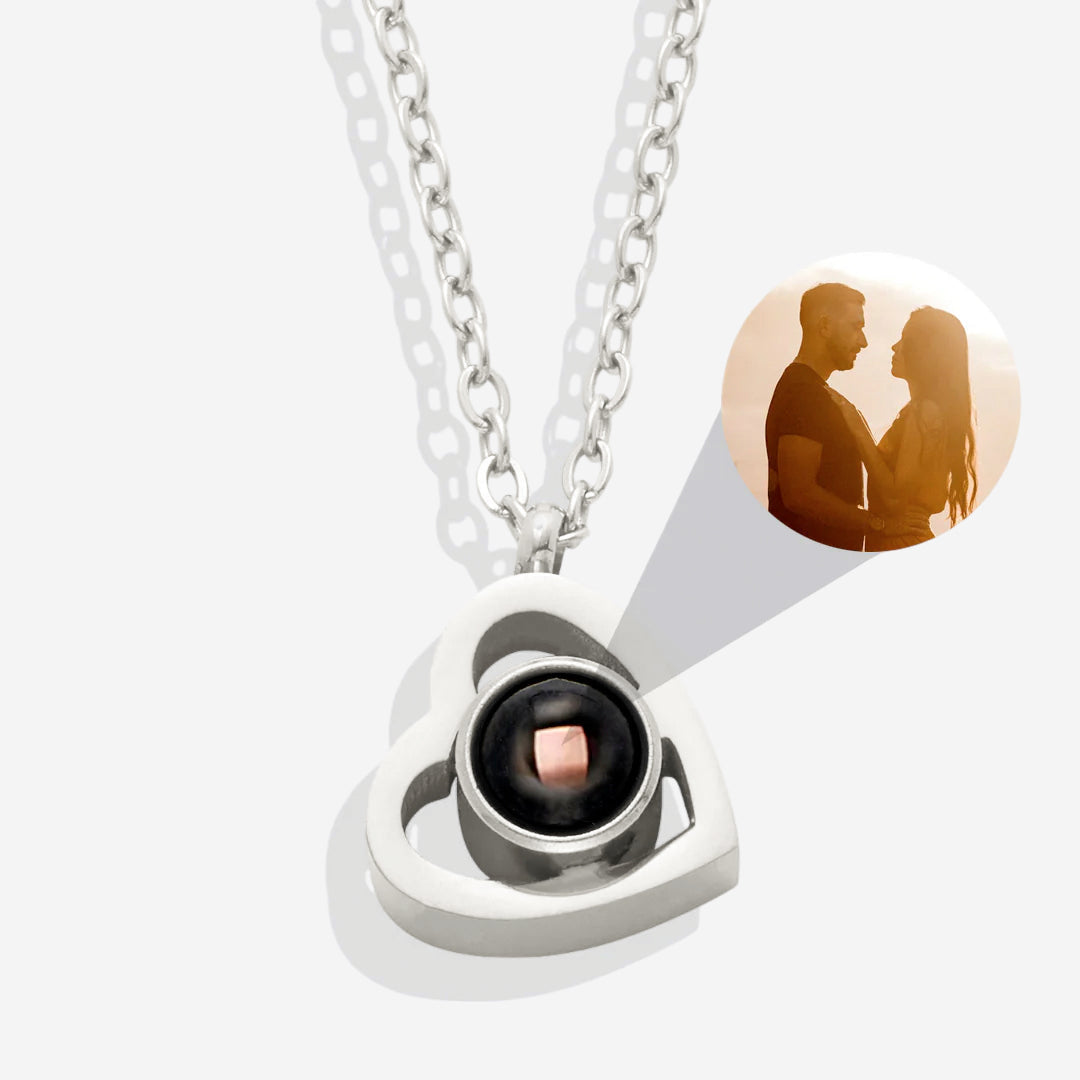 Personalized Heart Photo Necklace in 925 sterling silver