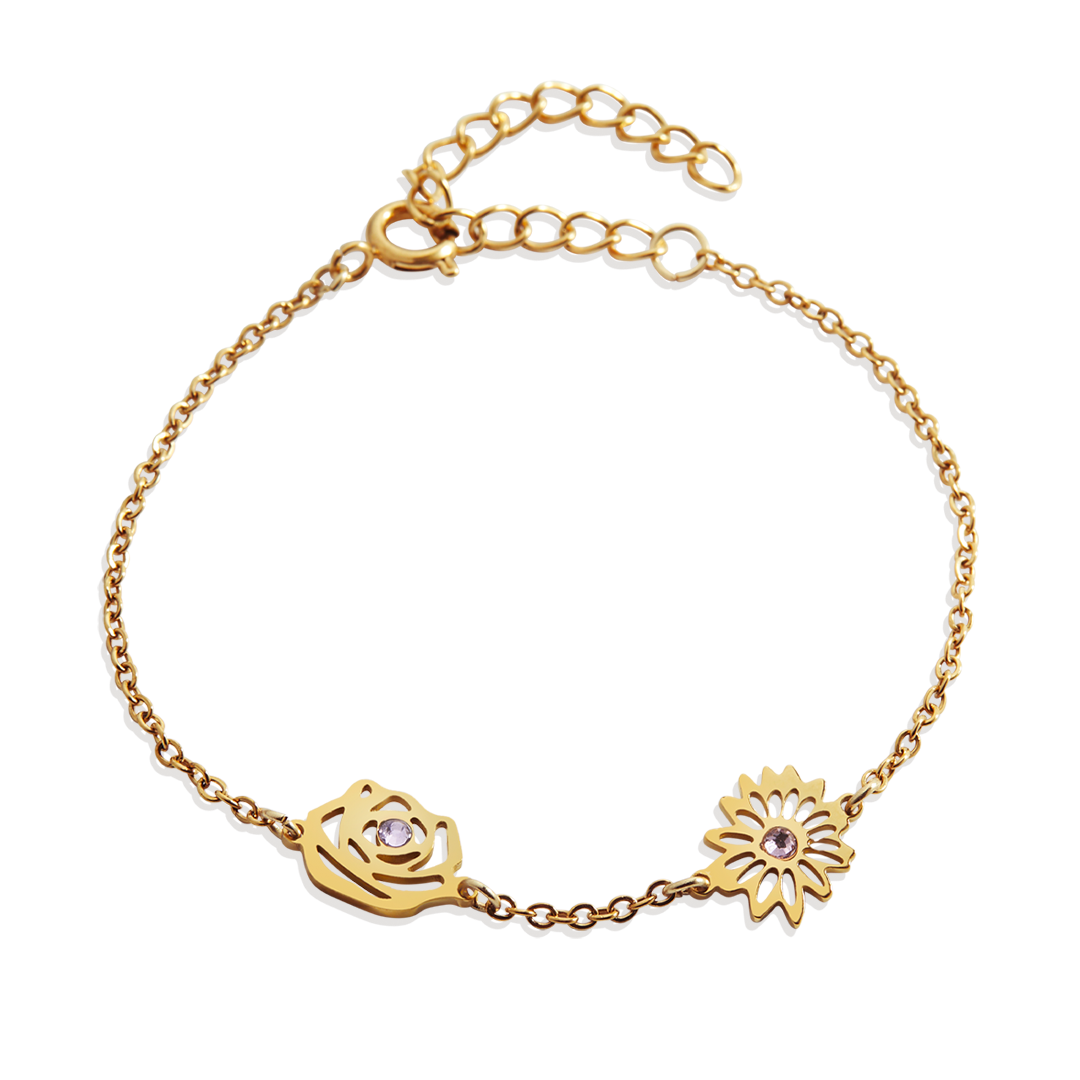 Personalized Birth Flower Charm Bracelet — Vanny Jewels