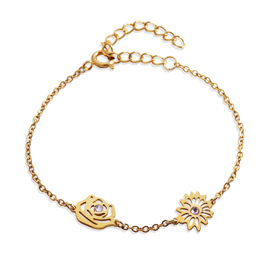 Personalized Birth Flower Charm Bracelet — Vanny Jewels