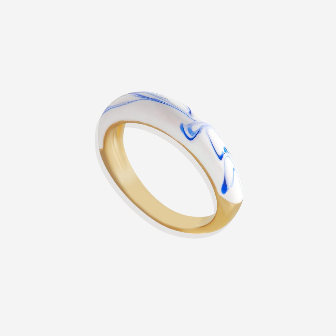 Ring mit blauer Porzellan-Kuppel