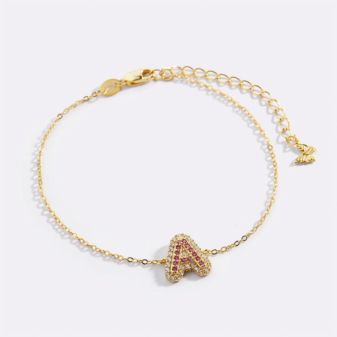 Pinkes Pave-Initialen-Armband