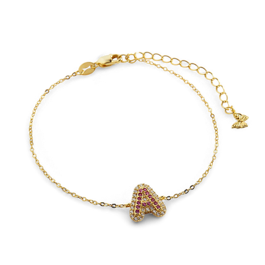 Pink Pave Initial Bracelet — Vanny Jewels