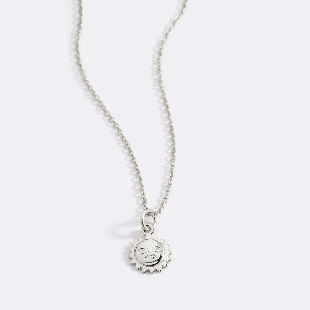 Sun Charm Pendant Necklace in 925 sterling silver