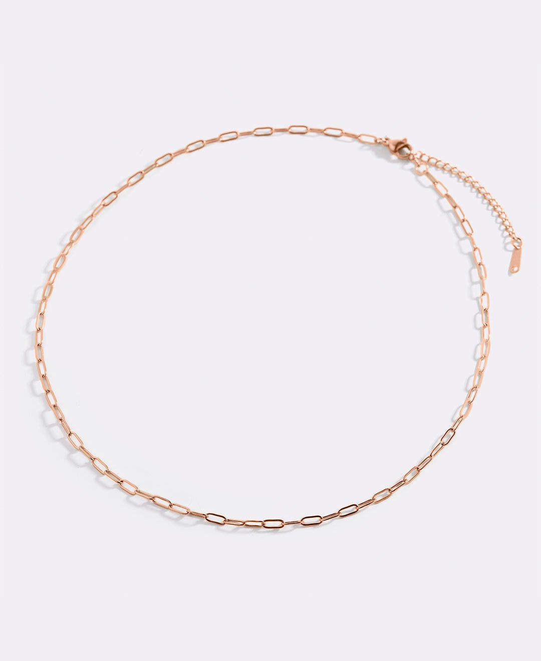 Thin Paperclip Necklace in rose gold tone