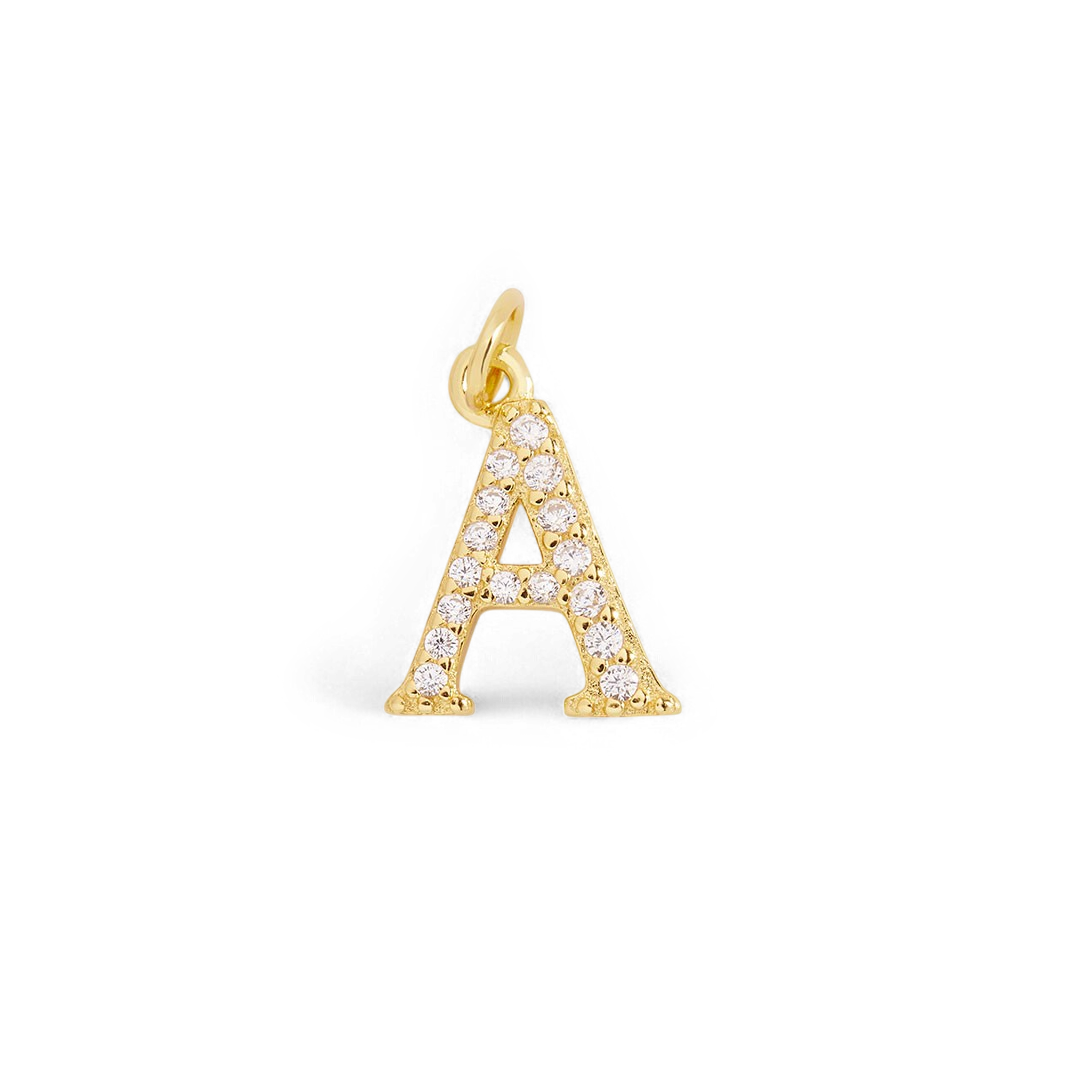 Dainty Pave Initial Charm — Vanny Jewels