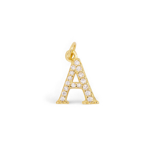 Dainty Pave Initial Charm — Vanny Jewels