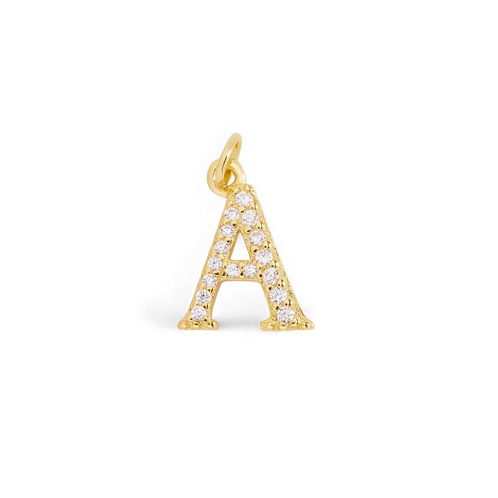 Dainty Pave Initial Charm — Vanny Jewels
