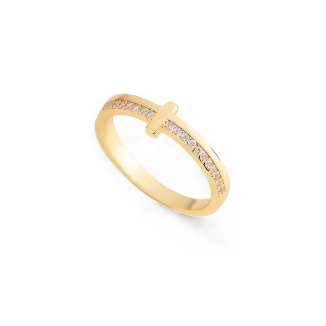 Lass Gott die Kontrolle haben Goldenes Kreuz Ring