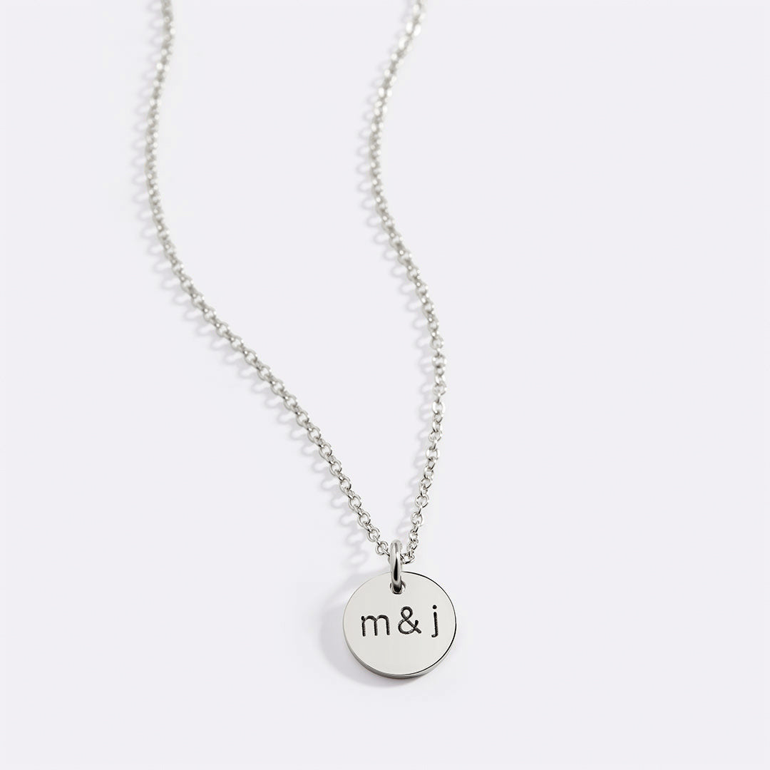 Love Disc Initial Necklace in 925 sterling silver