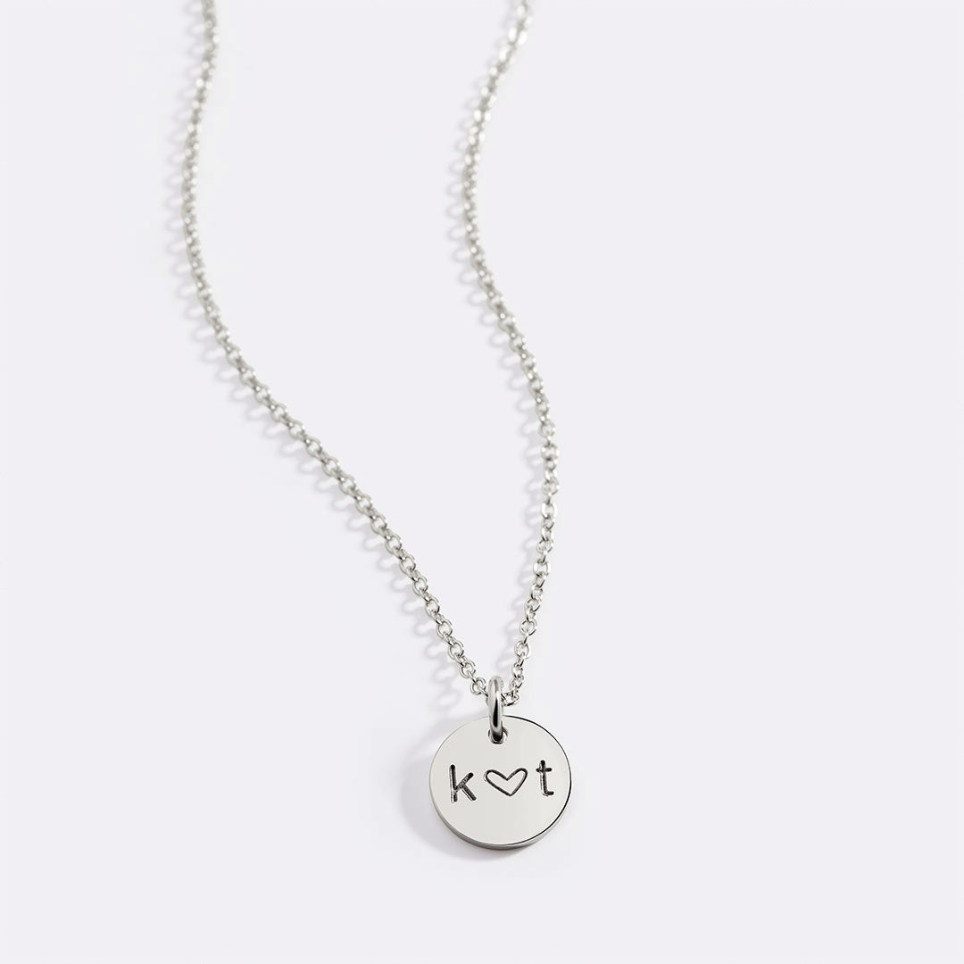 Love Disc Initial Necklace in 925 sterling silver