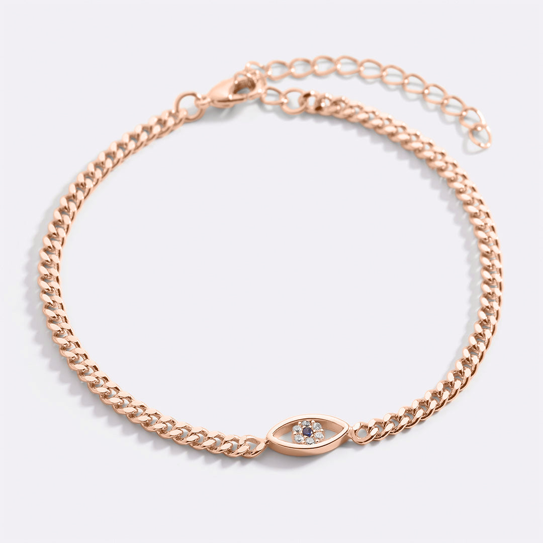 Zierliches Kubanisches Gliederarmband mit Bösem Blick