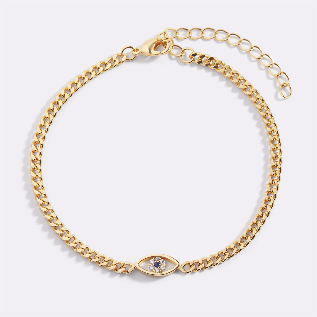 Zierliches Kubanisches Gliederarmband mit Bösem Blick