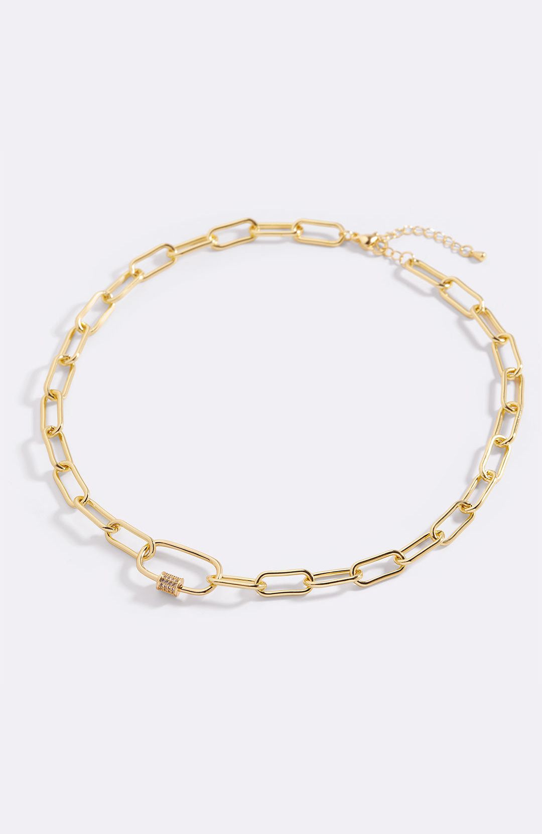 Collana a catena con moschettone pavé