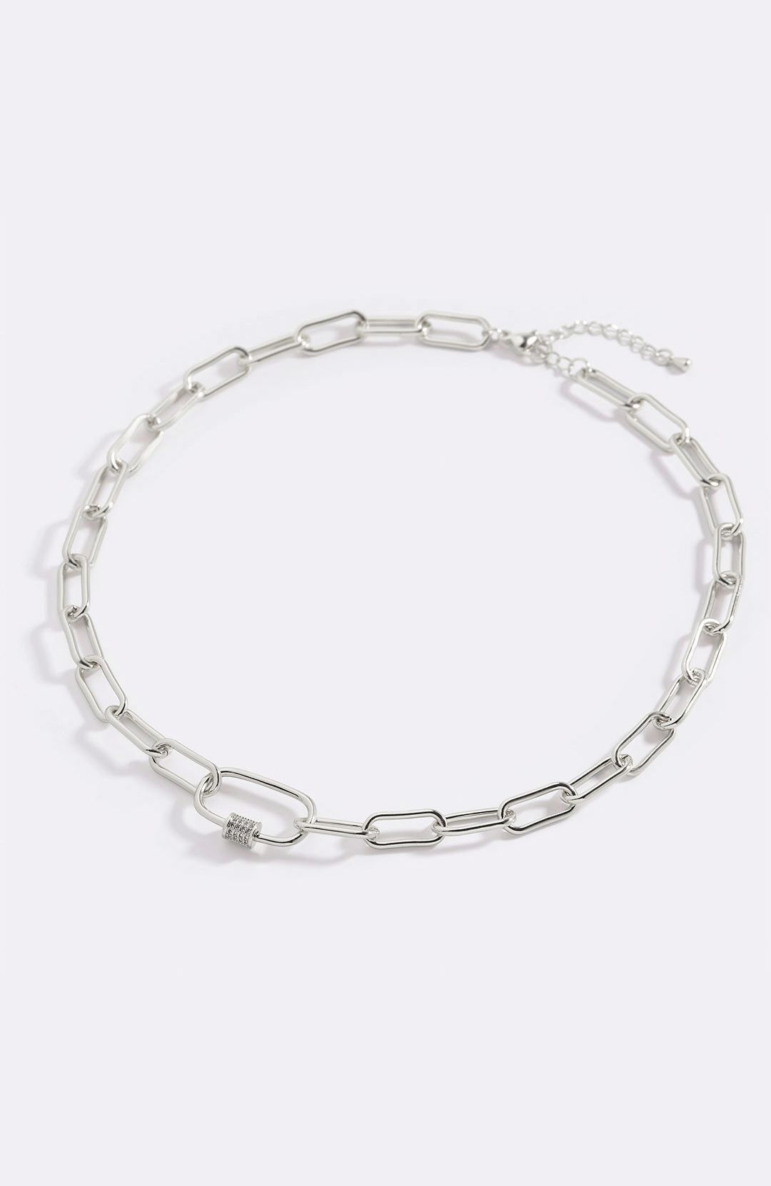 Collana a catena con moschettone pavé
