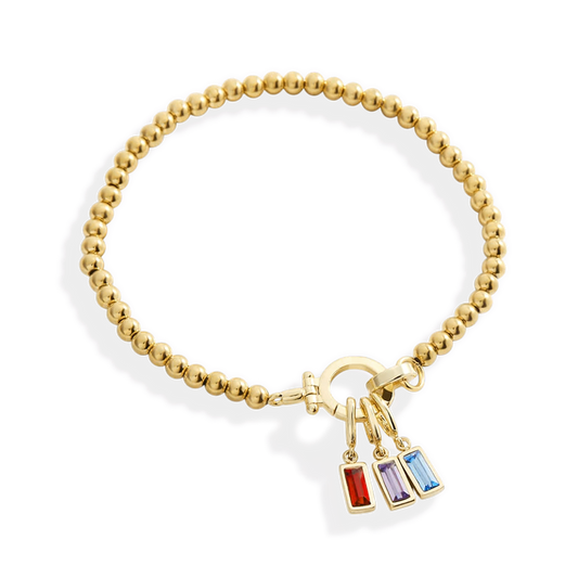 Mint Beaded Birthstone Charm Bracelet — Vanny Jewels