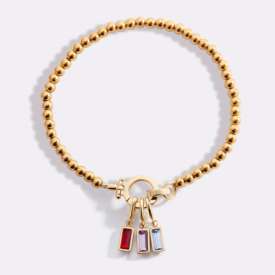 Minzfarbenes Perlen-Geburtsstein-Charm-Armband