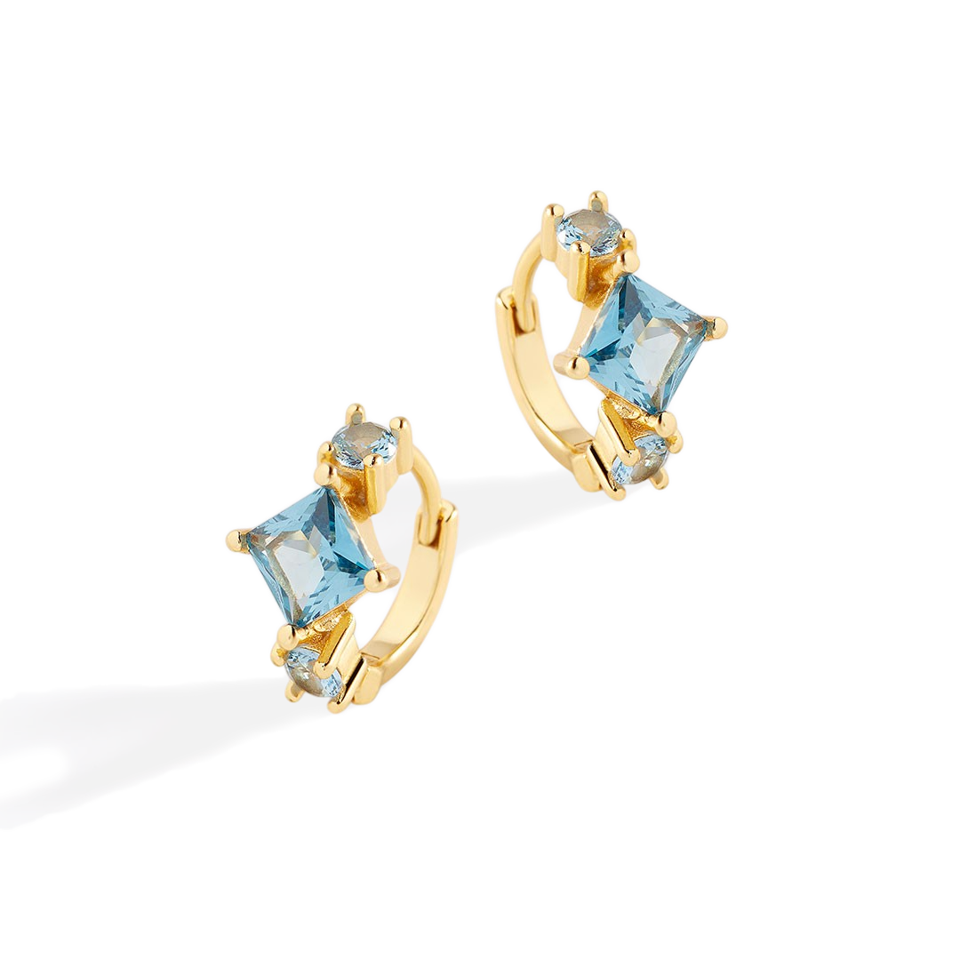 Aquamarine Huggie Hoops earrings — Vanny Jewels