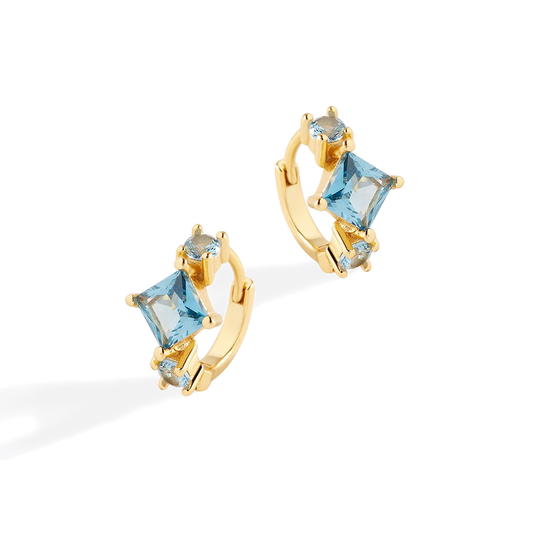 Aquamarine Huggie Hoops earrings — Vanny Jewels