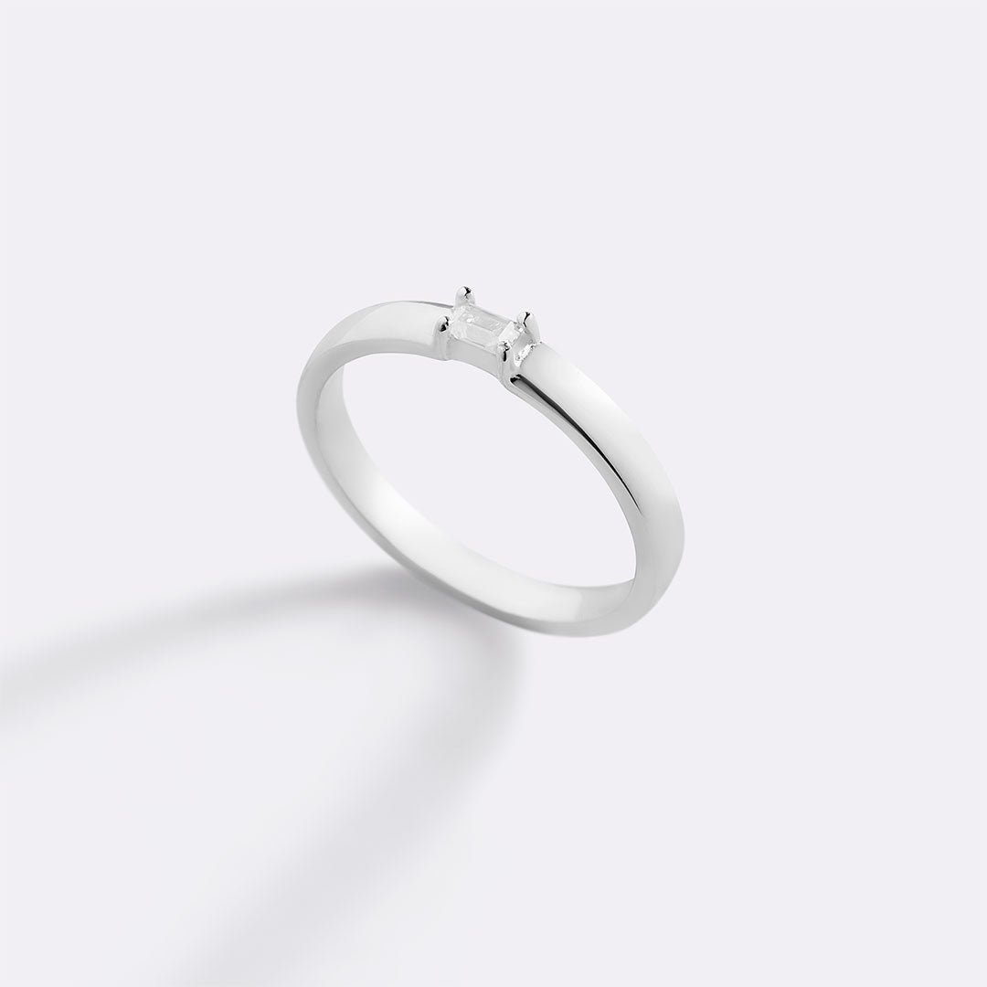 Baguette Diamond Band Ring in 925 sterling silver