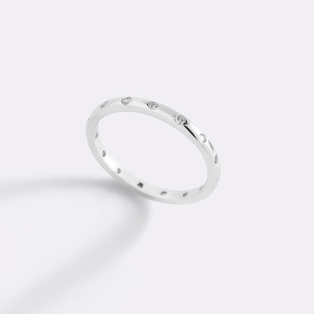 Bezel-Set Tiny Stacking Ring in 925 sterling silver