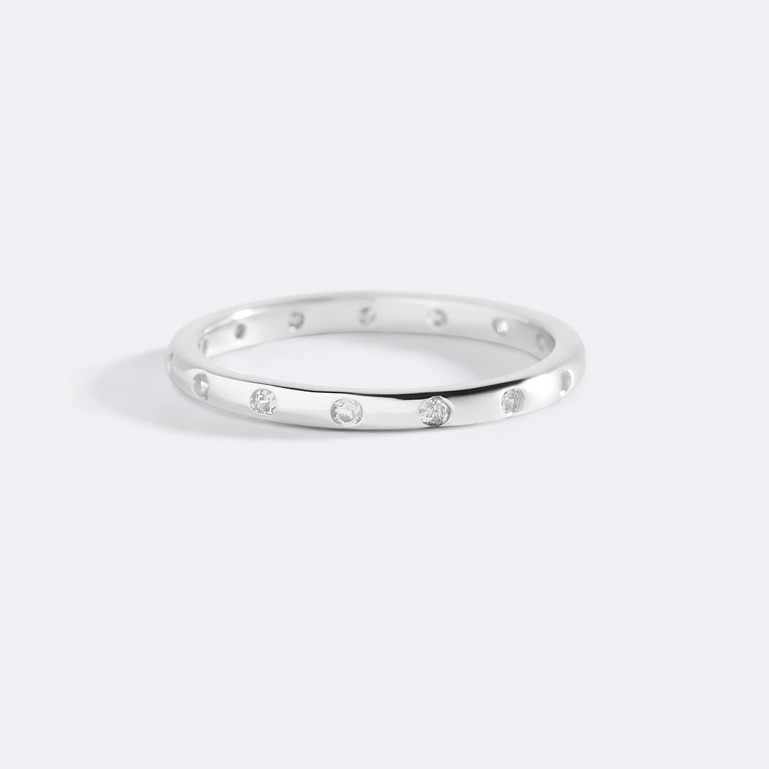 Bezel-Set Tiny Stacking Ring in 925 sterling silver