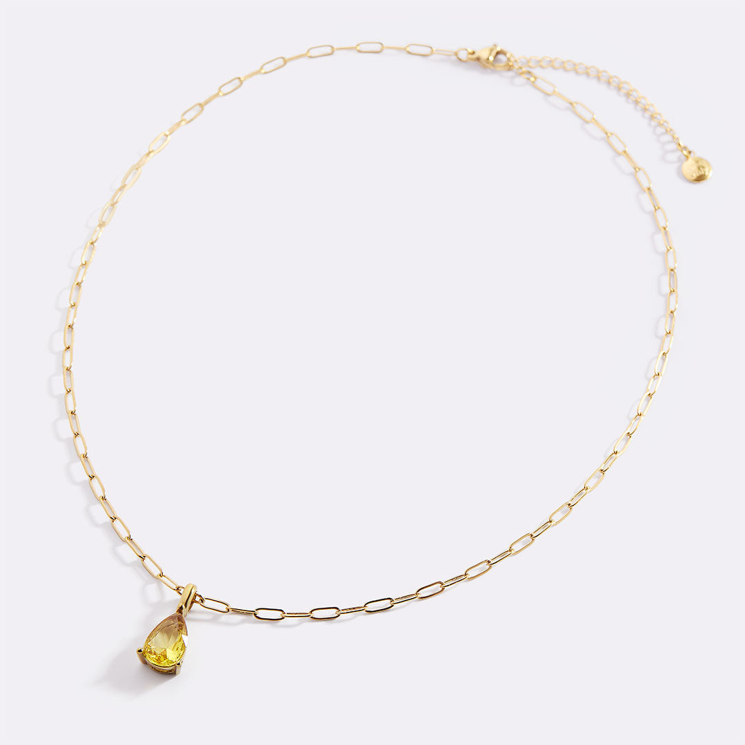 Geburtsstein-Anhänger-Halskette mit filigraner Paperclip-Kette