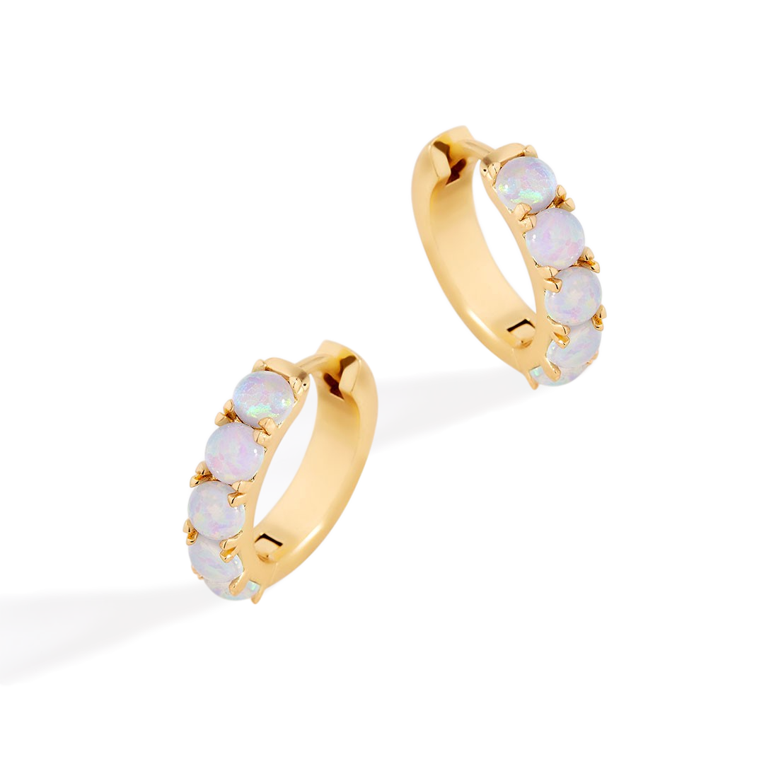 Blue Opal Huggie Earrings — Vanny Jewels