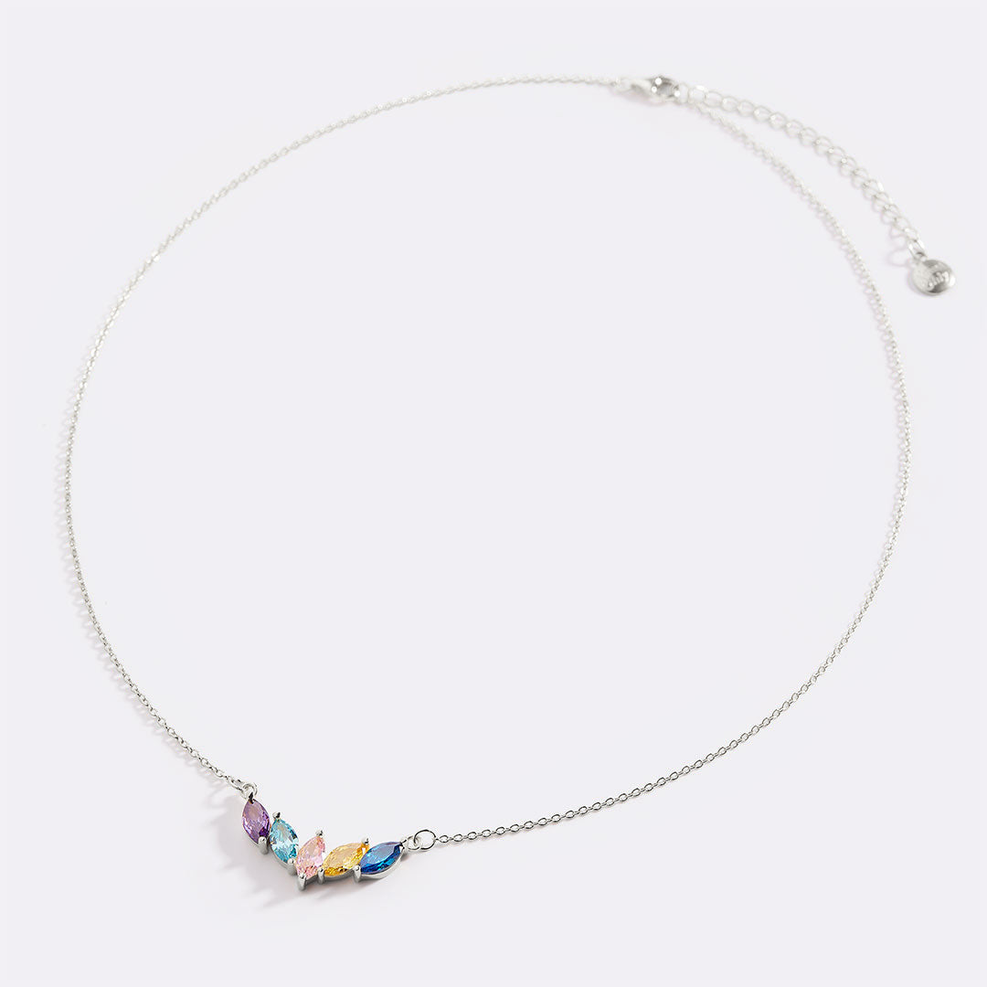 Elegant Family Birthstone Necklace in 925 sterling silver
