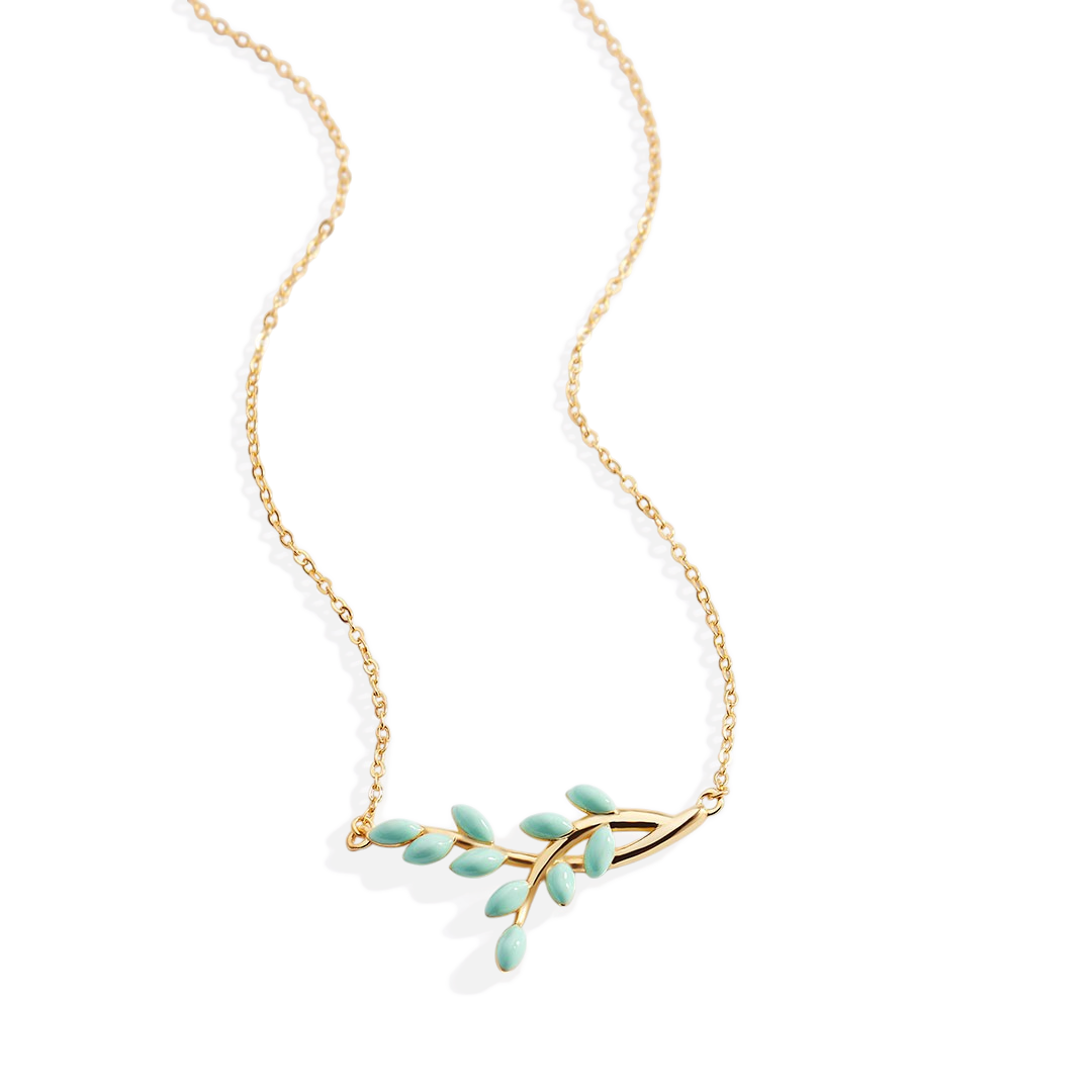 Enamel Leaf Pendant Necklace — Vanny Jewels